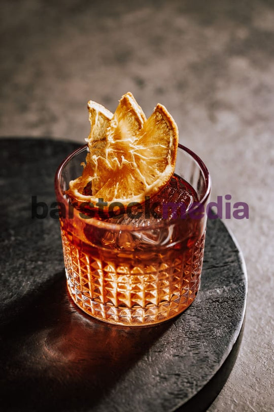 Old Fashioned on Dark Wood Tray