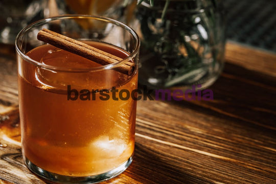 Cinnamon Fall Old Fashioned on Wood Bar